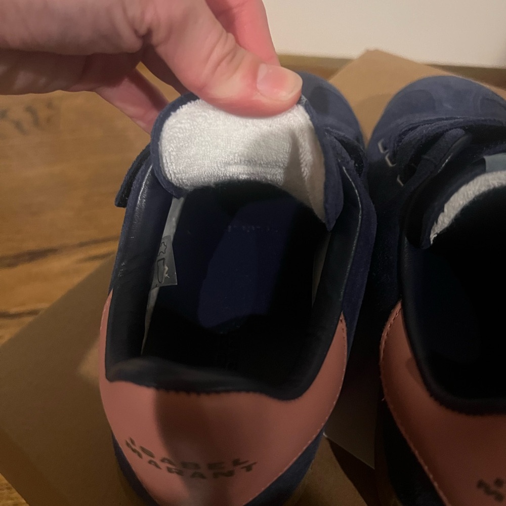 Brand New Isabel Marant Beth Low Top Sneaker in Blue Suede w Pink Logo Size 39 - Picture 3 of 10